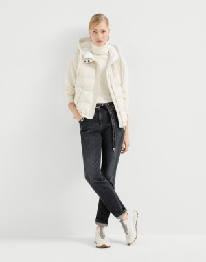 Suede and techno fabric runners White Woman - Brunello Cucinelli