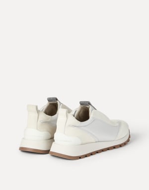 Suede and techno fabric runners White Woman - Brunello Cucinelli