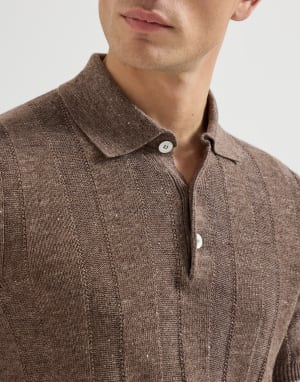 Поло из трикотажа в резинку Ореховый Мужчина - Brunello Cucinelli