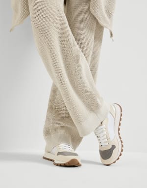 Suede and techno fabric runners White Woman - Brunello Cucinelli