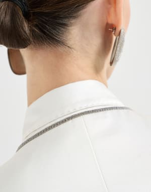 Satin blazer with monili White Woman - Brunello Cucinelli