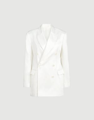 Satin blazer with monili White Woman - Brunello Cucinelli