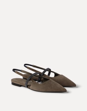 Suede slingback flats Brown Woman - Brunello Cucinelli
