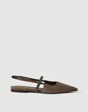 Suede slingback flats Brown Woman - Brunello Cucinelli