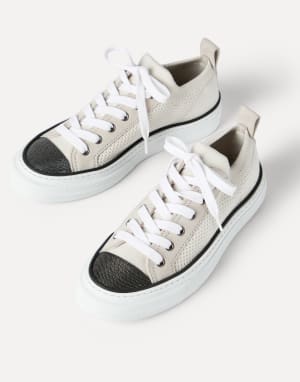 Cotton knit sneakers White Woman - Brunello Cucinelli