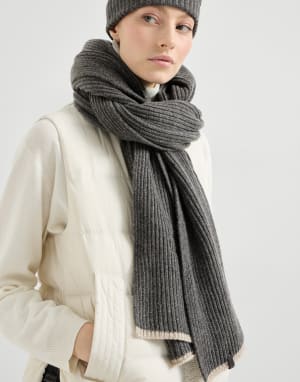 Knit scarf Medium Grey Woman - Brunello Cucinelli