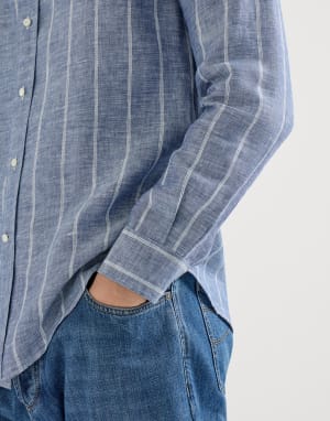 Chemise en sergé rayé Denim Homme - Brunello Cucinelli