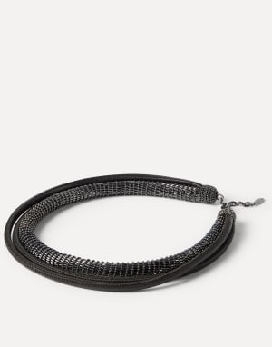 Leather precious necklace Black Woman - Brunello Cucinelli