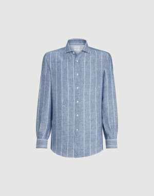Chemise en sergé rayé Denim Homme - Brunello Cucinelli