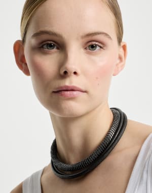 Leather precious necklace Black Woman - Brunello Cucinelli