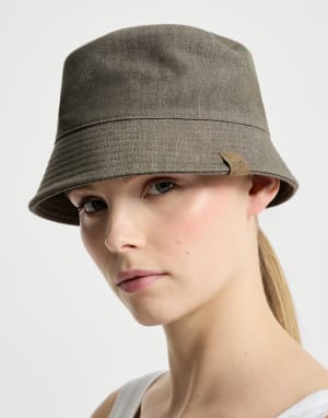 Bucket hat with logo Green Woman - Brunello Cucinelli