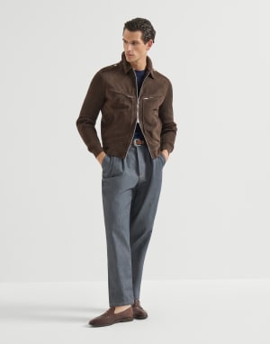 Jersey T-shirt with logo Cobalt Man - Brunello Cucinelli