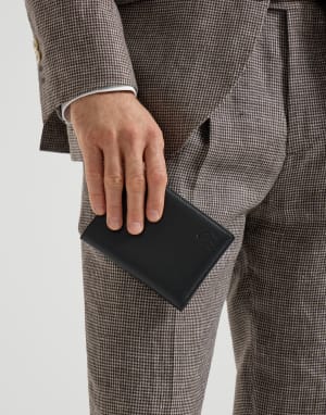 Grained leather passport holder Black Man - Brunello Cucinelli