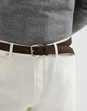 Reversed leather belt Rust Brown Man - Brunello Cucinelli