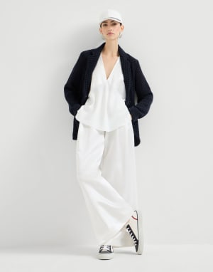 Cotton and suede sneakers White Woman - Brunello Cucinelli