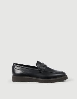 Nappa leather penny loafers with monili Black Woman - Brunello Cucinelli