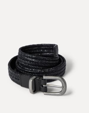 Stretch braided leather belt Black Woman - Brunello Cucinelli