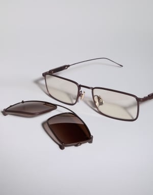 Titanium frame with clip-on Chocolate Eyewear - Brunello Cucinelli