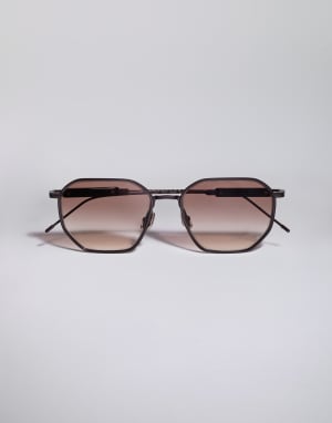 Geometrische Brille aus Titan Schokolade Brillen - Brunello Cucinelli