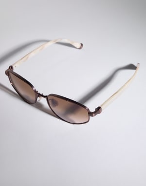 チタン製ジオメトリックサングラス ブロンズ / パナマ アイウェア - Brunello Cucinelli