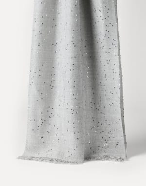 Bufanda de cachemir y seda Diamante Gris Claro Mujer - Brunello Cucinelli