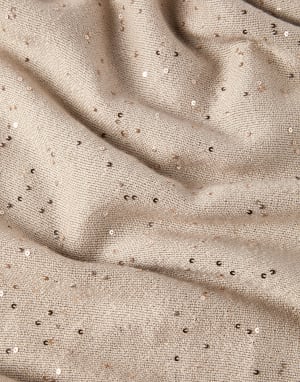 Cashmere and silk Diamond yarn scarf Beige Woman - Brunello Cucinelli