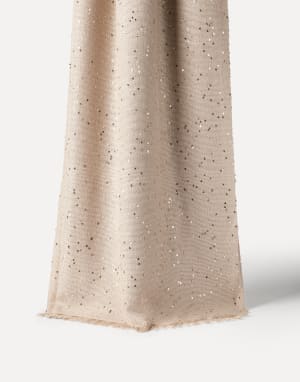 Cashmere and silk Diamond yarn scarf Beige Woman - Brunello Cucinelli