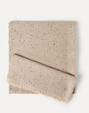 Cashmere and silk Diamond yarn scarf Beige Woman - Brunello Cucinelli