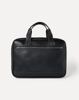 Grained calfskin briefcase with zipper Black Man - Brunello Cucinelli