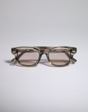 Squared acetate frame Taupe Smoke Eyewear - Brunello Cucinelli