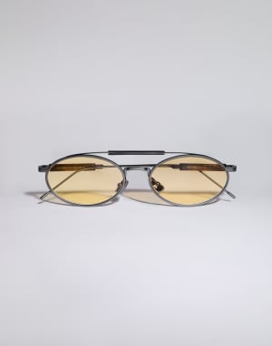 Titanium and horn sunglasses Matte Gray Eyewear - Brunello Cucinelli