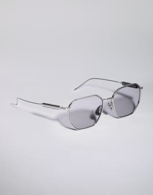 Geometric titanium and horn frame Silver Eyewear - Brunello Cucinelli