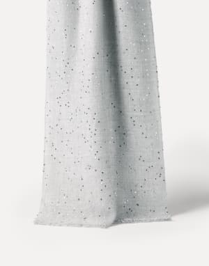 Cashmere and silk Diamond yarn scarf Fog Woman - Brunello Cucinelli