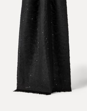 Cashmere and silk Diamond yarn scarf Black Woman - Brunello Cucinelli