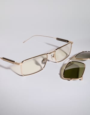 18k gold-plated frame with clip-on Gold Eyewear - Brunello Cucinelli
