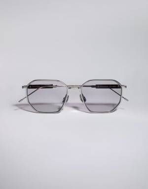 Geometric titanium and horn frame Silver Eyewear - Brunello Cucinelli