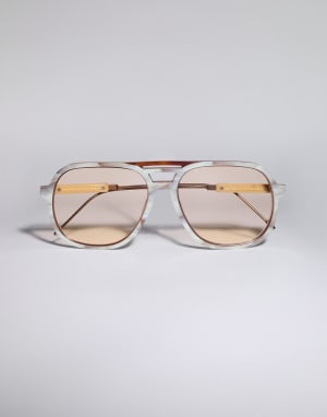 Rectangular acetate sunglasses Panama / Havana Eyewear - Brunello Cucinelli