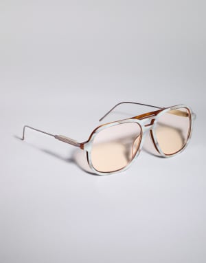 Rectangular acetate sunglasses Panama / Havana Eyewear - Brunello Cucinelli