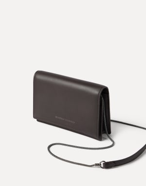 Calfskin wallet with monili Brown Woman - Brunello Cucinelli