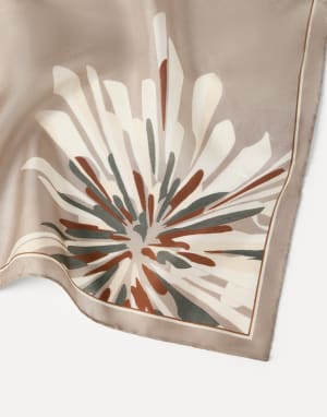 Bloom print pongee foulard Beige Woman - Brunello Cucinelli