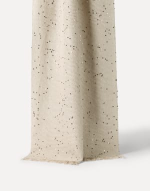 Cashmere and silk Diamond yarn scarf Buff Woman - Brunello Cucinelli