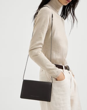 Calfskin wallet with monili Brown Woman - Brunello Cucinelli