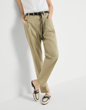 Five-pocket Track trousers Khaki Woman - Brunello Cucinelli