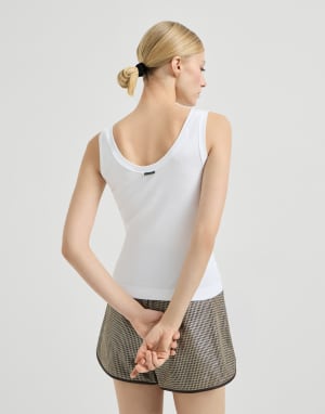 Ribbed jersey top White Woman - Brunello Cucinelli