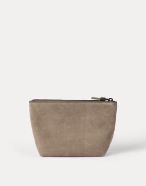 Suede pouch with monili Light Brown Woman - Brunello Cucinelli