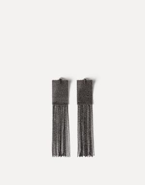 Silver frayed earrings Lignite Grey Woman - Brunello Cucinelli