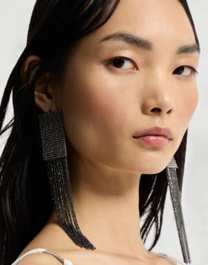 Silver frayed earrings Lignite Grey Woman - Brunello Cucinelli