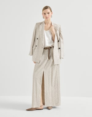 Dazzling chevron embroidery blazer Beige Woman - Brunello Cucinelli