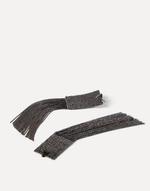 Silver frayed earrings Lignite Grey Woman - Brunello Cucinelli