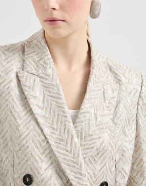 Dazzling chevron embroidery blazer Beige Woman - Brunello Cucinelli